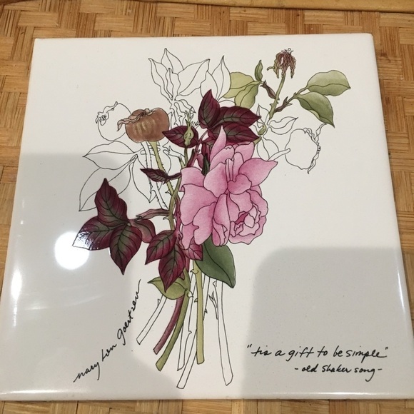 Mary Lou GOERTZEN FLORAL CERAMIC TILE. Watercolor flower artist tile - Picture 1 of 4